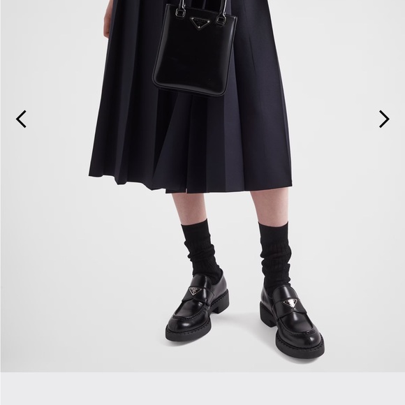 Prada Leather Triangle Logo Loafers Black 37 - Picture 2 of 12